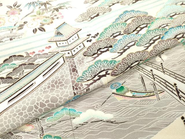平和屋着物●訪問着　作家物　渡り橋風景文　暈し染　金彩　正絹　逸品　DABH7919fe