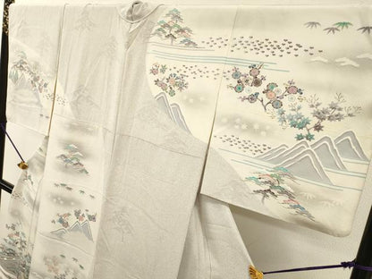 平和屋着物●訪問着　作家物　渡り橋風景文　暈し染　金彩　正絹　逸品　DABH7919fe