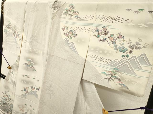 平和屋着物●訪問着　作家物　渡り橋風景文　暈し染　金彩　正絹　逸品　DABH7919fe