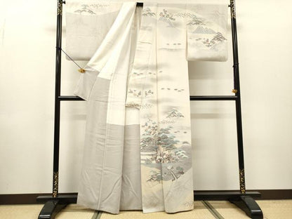 平和屋着物●訪問着　作家物　渡り橋風景文　暈し染　金彩　正絹　逸品　DABH7919fe
