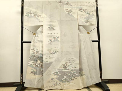 平和屋着物●訪問着　作家物　渡り橋風景文　暈し染　金彩　正絹　逸品　DABH7919fe