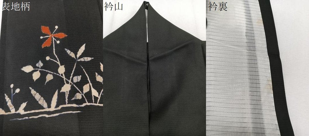 平和屋着物＊夏物　訪問着　絽　草花文　黒地　正絹　逸品　CABJ9894xi