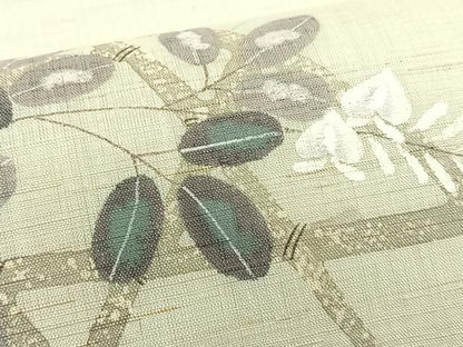 平和屋着物＊夏物　九寸開き名古屋帯　作家物　手描き　籬萩文　麻　逸品　CABK1409fb