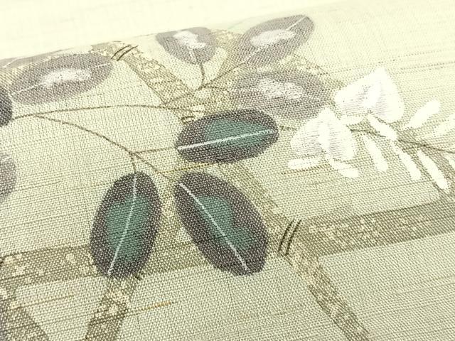 平和屋着物＊夏物　九寸開き名古屋帯　作家物　手描き　籬萩文　麻　逸品　CABK1409fb