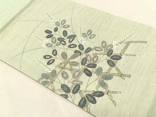 平和屋着物＊夏物　九寸開き名古屋帯　作家物　手描き　籬萩文　麻　逸品　CABK1409fb