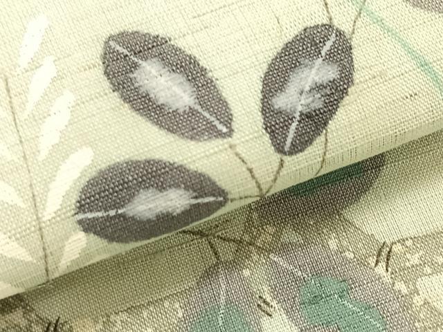 平和屋着物＊夏物　九寸開き名古屋帯　作家物　手描き　籬萩文　麻　逸品　CABK1409fb