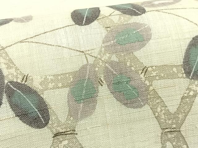平和屋着物＊夏物　九寸開き名古屋帯　作家物　手描き　籬萩文　麻　逸品　CABK1409fb