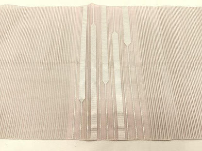 平和屋着物＊夏物　八寸名古屋帯　絽綴れ　横段文　灰桜色　正絹　逸品　CABK1476fb