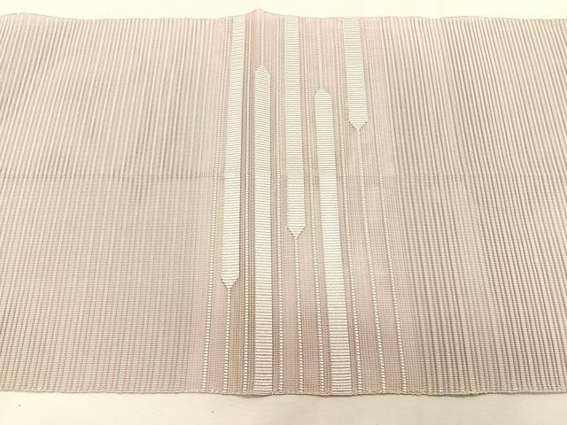 平和屋着物＊夏物　八寸名古屋帯　絽綴れ　横段文　灰桜色　正絹　逸品　CABK1476fb