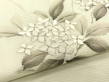 平和屋着物＊夏物　九寸名古屋帯　作家物　手描き　刺繍　紫陽花　銀彩　正絹　逸品　CABK1456fb
