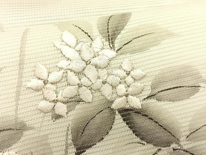 平和屋着物＊夏物　九寸名古屋帯　作家物　手描き　刺繍　紫陽花　銀彩　正絹　逸品　CABK1456fb