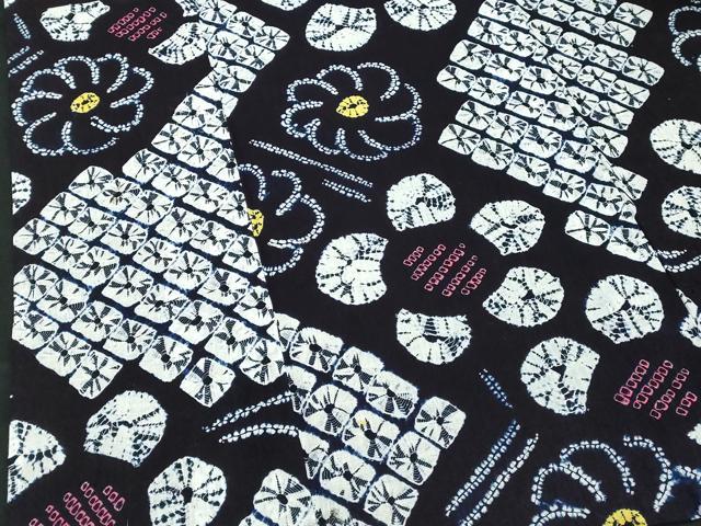 平和屋着物∴夏物　浴衣　有松鳴海絞り　幾何学花文　綿　逸品　DABI8524cd