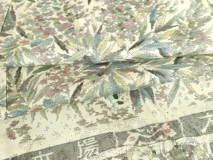 平和屋着物●本場大島紬　白大島　総絣　草花　鈴乃屋扱い　反端付き　正絹　逸品　DABI5128op