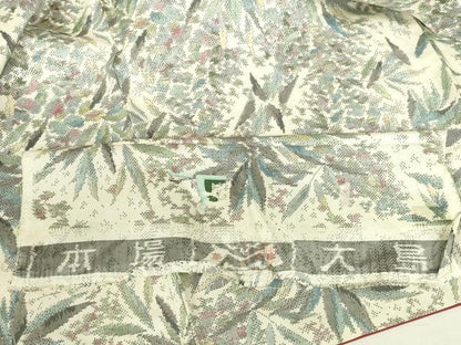 平和屋着物●本場大島紬　白大島　総絣　草花　鈴乃屋扱い　反端付き　正絹　逸品　DABI5128op