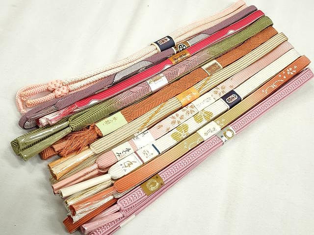 平和屋着物●和装小物　帯締め10本セット　高麗組　笹浪組　礼装用　金糸　逸品　未使用　CABK4820qe