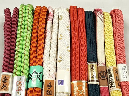 平和屋着物●和装小物　帯締め10本セット　冠組　鴨川組　礼装用　金糸　逸品　未使用　CABK4832qe