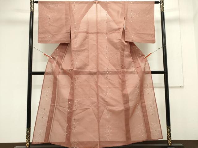 平和屋着物＊夏物　小紋　紗　幾何学文様　正絹　逸品　CABK0877ou