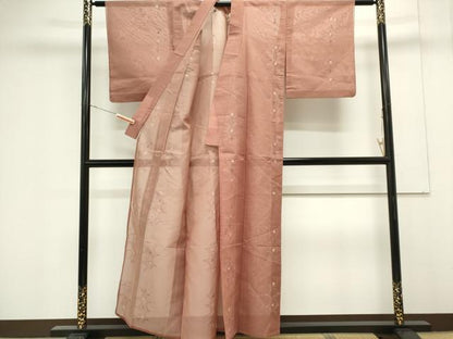 平和屋着物＊夏物　小紋　紗　幾何学文様　正絹　逸品　CABK0877ou