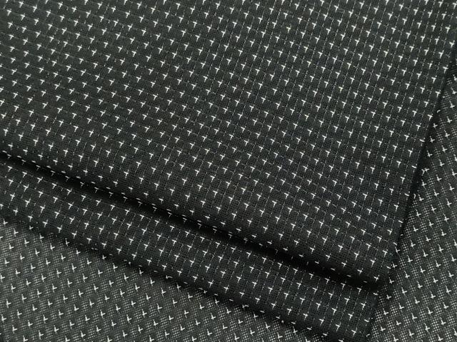 平和屋着物＊夏物　お召　紗　十字絣文様　黒地　正絹　逸品　CABK0861ou