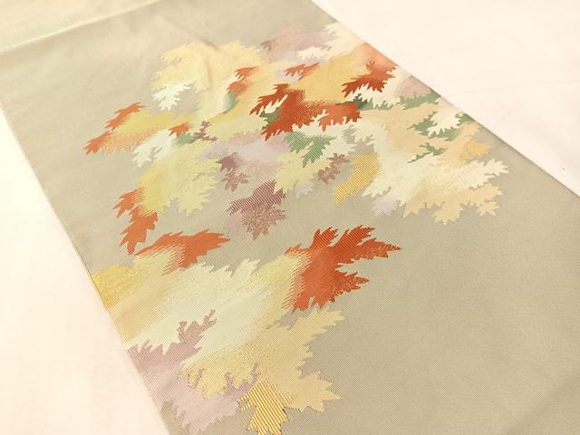 平和屋着物●爪掻き本綴れ　八寸名古屋帯　草木文　金糸　正絹　逸品　CABK4652vp