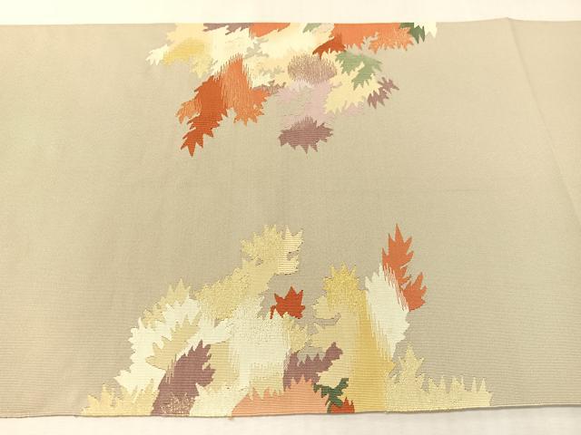 平和屋着物●爪掻き本綴れ　八寸名古屋帯　草木文　金糸　正絹　逸品　CABK4652vp