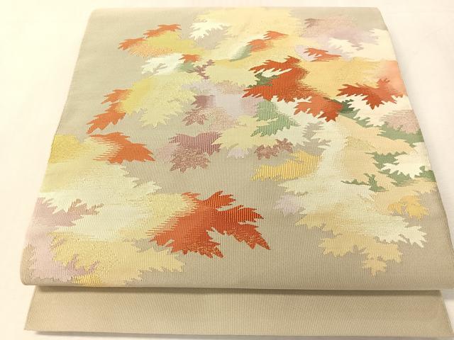 平和屋着物●爪掻き本綴れ　八寸名古屋帯　草木文　金糸　正絹　逸品　CABK4652vp