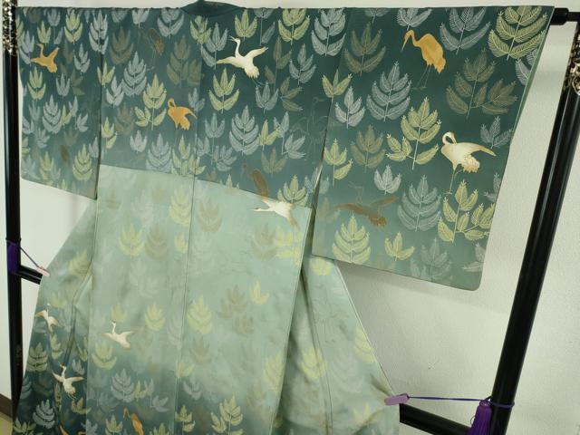 平和屋本店●極上　ジャパンオートクチュール　渡辺雪三郎　訪問着　飛鶴松葉文　暈し染め　金銀彩　逸品　DZAB2960kh6