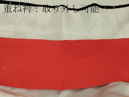 平和屋本店●極上　創業460年・千總　振袖・長襦袢(袷・半衿刺繍)　駒刺繍　立波吉祥花舟文　黒地　逸品　DZAB3420kh6