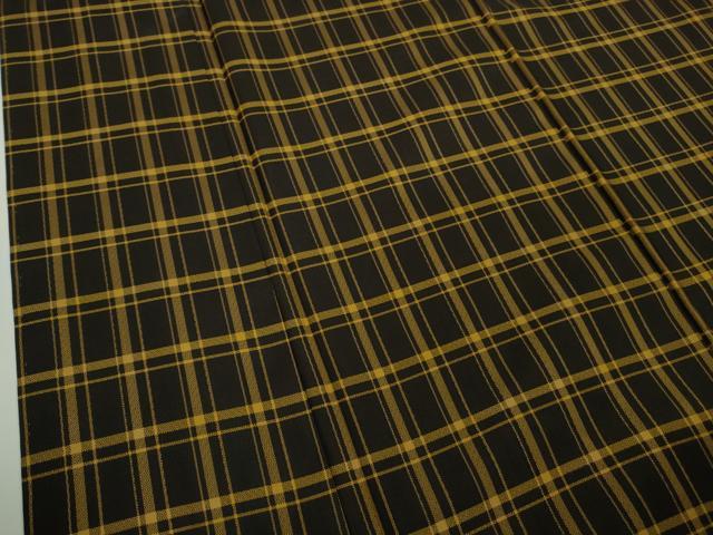 平和屋本店●極上　本場黄八丈　黒八丈　紬　まるまなこ　格子　逸品　DZAB3442kh6