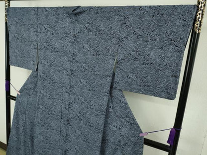 平和屋本店●極上　人間国宝　南部芳松　突彫り　江戸小紋　龍　灰青色×濃藍色　逸品　未使用　DZAB4406kh6