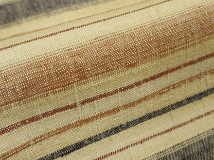 平和屋本店●極上　郡上紬　草木染　横縞　逸品　DZAB3090kh6