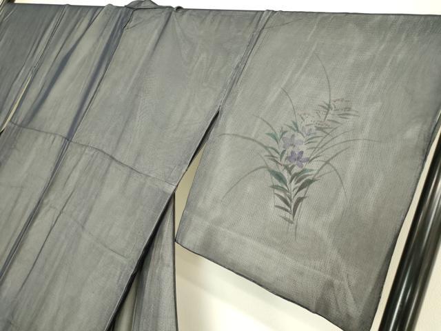 平和屋着物▽訪問着　無双　紗袷　紗×絽　草花文　手描き　金彩　正絹　逸品　DABH6812az