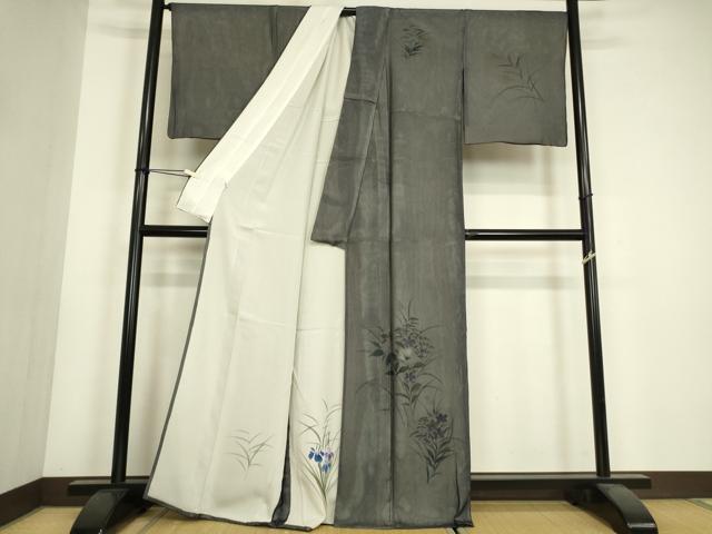 平和屋着物▽訪問着　無双　紗袷　紗×絽　草花文　手描き　金彩　正絹　逸品　DABH6812az
