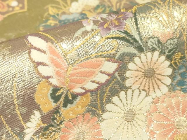 平和屋着物▼六通柄袋帯　祥鶴鳳凰華　金糸　正絹　逸品　DABH6801az