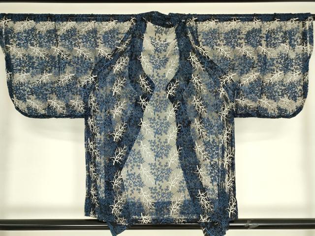 平和屋着物▽道行コート　スリーシーズン　春夏秋　塵除け　総レース　草葉文　DABH6833az