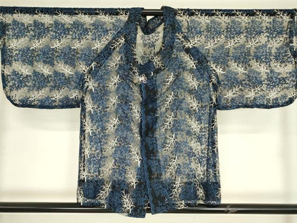 平和屋着物▽道行コート　スリーシーズン　春夏秋　塵除け　総レース　草葉文　DABH6833az