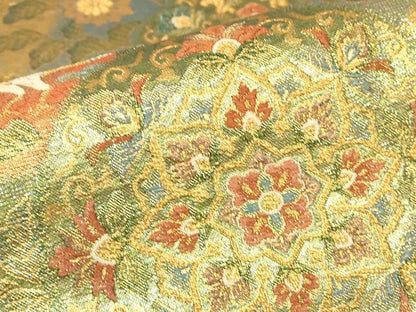 平和屋着物▼両面　六通柄袋帯　耀金　正倉院鳳凰花文　正絹　逸品　DABH6899az