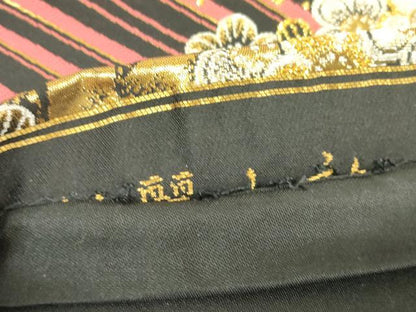 平和屋着物▼六通柄袋帯　彩麗小袖　黒地　金銀糸　正絹　逸品　DABH6867az