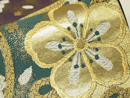 平和屋着物▼六通柄袋帯　紐花文　金糸　正絹　逸品　DABH6935az