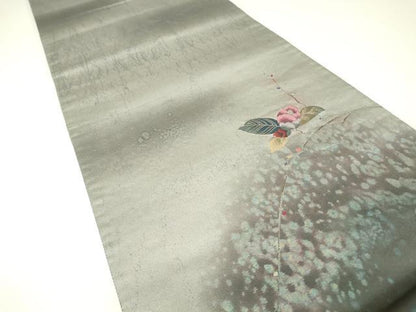 平和屋着物▼太鼓柄袋帯　清楚　箔百選　枝花文　金糸　引箔　正絹　逸品　DABH6929az