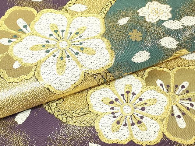 平和屋着物▼六通柄袋帯　紐花文　金糸　正絹　逸品　DABH6935az