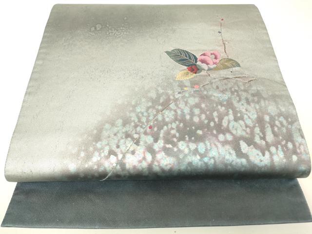 平和屋着物▼太鼓柄袋帯　清楚　箔百選　枝花文　金糸　引箔　正絹　逸品　DABH6929az