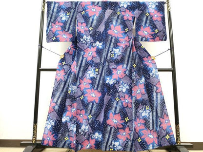 平和屋着物∴夏物　浴衣　有松鳴海絞り　舞花文　綿　逸品　DABI8556cd