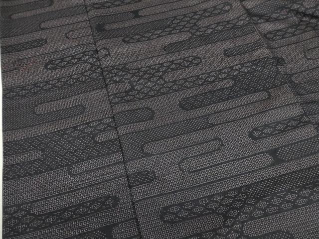 平和屋着物●結城紬　80亀甲　エ霞文　正絹　逸品　DABI5263op