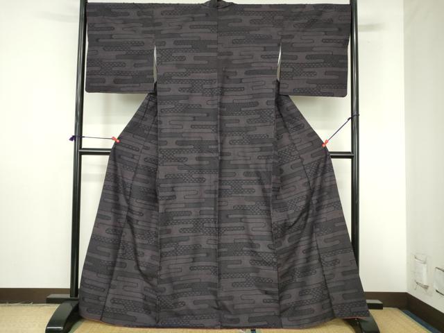 平和屋着物●結城紬　80亀甲　エ霞文　正絹　逸品　DABI5263op