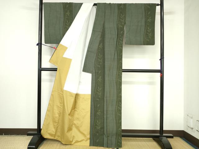 平和屋着物●結城紬　100亀甲　花間道　正絹　逸品　DABI5259op