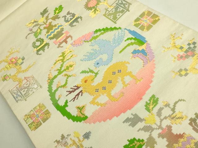 平和屋本店●最高級　龍村平蔵製　太鼓柄　本袋帯　彩華鹿島錦　金銀糸　逸品　DZAB9168kh6