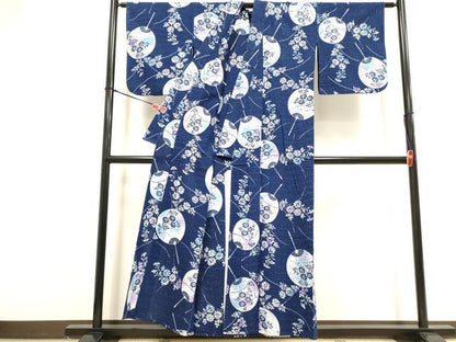 平和屋着物∴夏物　浴衣　注染　団扇　綿　逸品　DABI8597cd