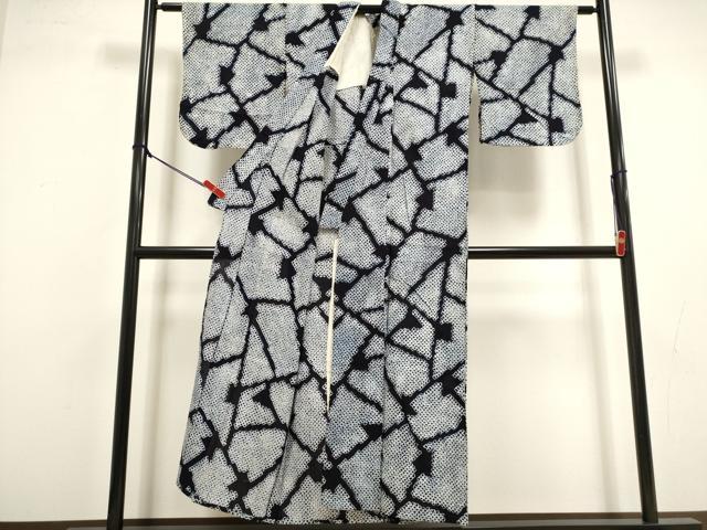 平和屋着物∴夏物　浴衣　有松鳴海絞り　幾何学文　綿　逸品　DABI8600cd