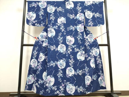 平和屋着物∴夏物　浴衣　注染　団扇　綿　逸品　DABI8597cd